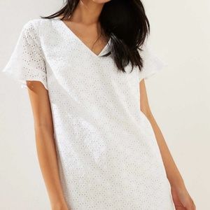 Loft eyelet flutter cuff shift dress